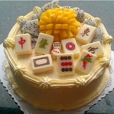 圆形水果麻将蛋糕